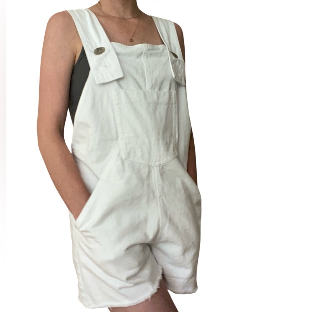 Zara White Short Overalls